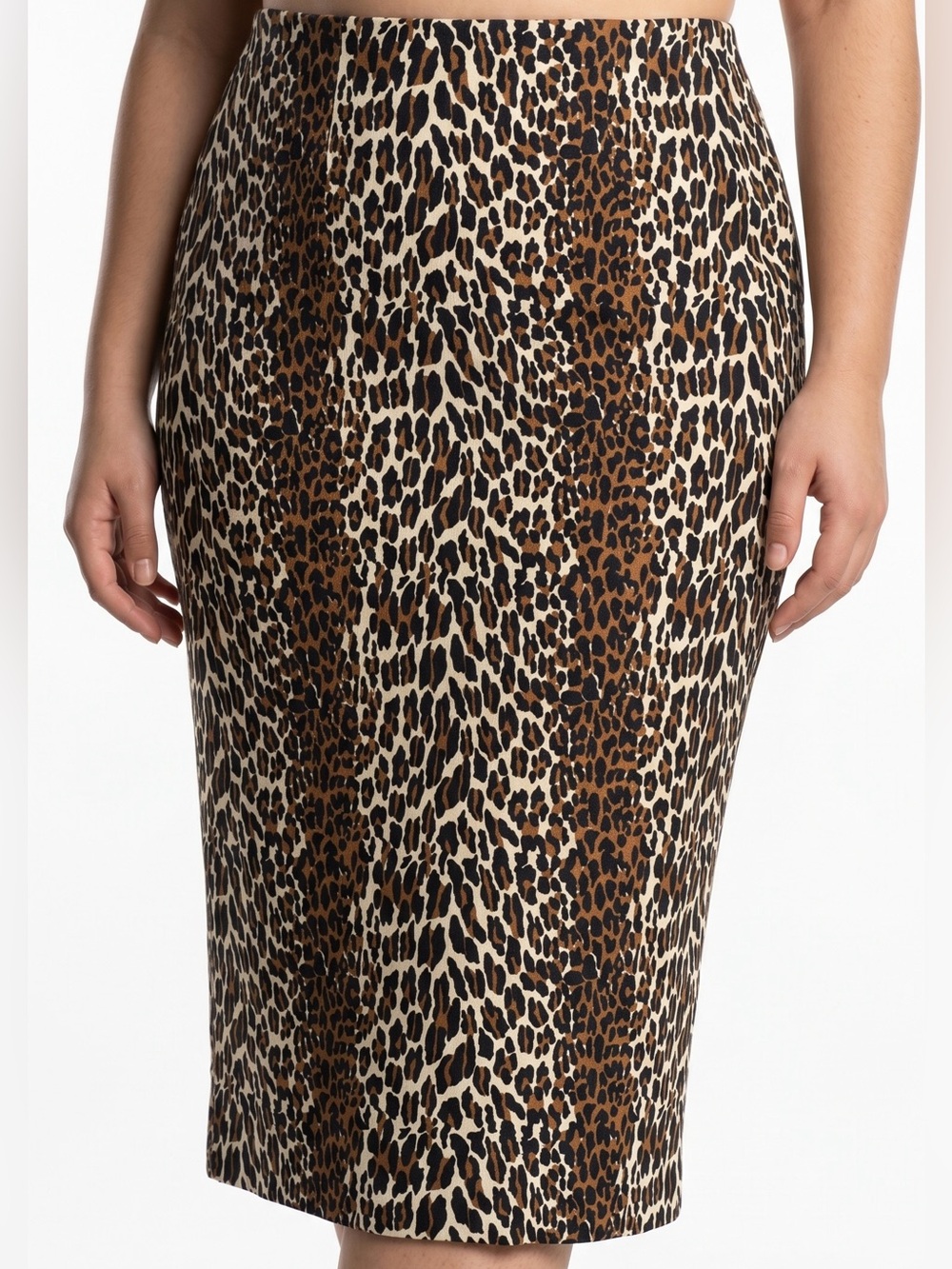 MARIA HELEN Brown/Black Leopard Print Pencil Skirt Plus Size 40” Waist